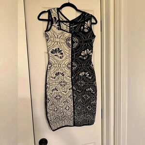 Rachel Roy Black And White Body Con  Dress Size S
